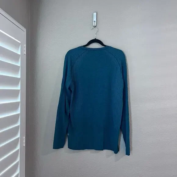 Lululemon Men’s Tech Long Sleeve Men’s Shirt Large Teal Green Logo Lightweight - Picture 6 of 8